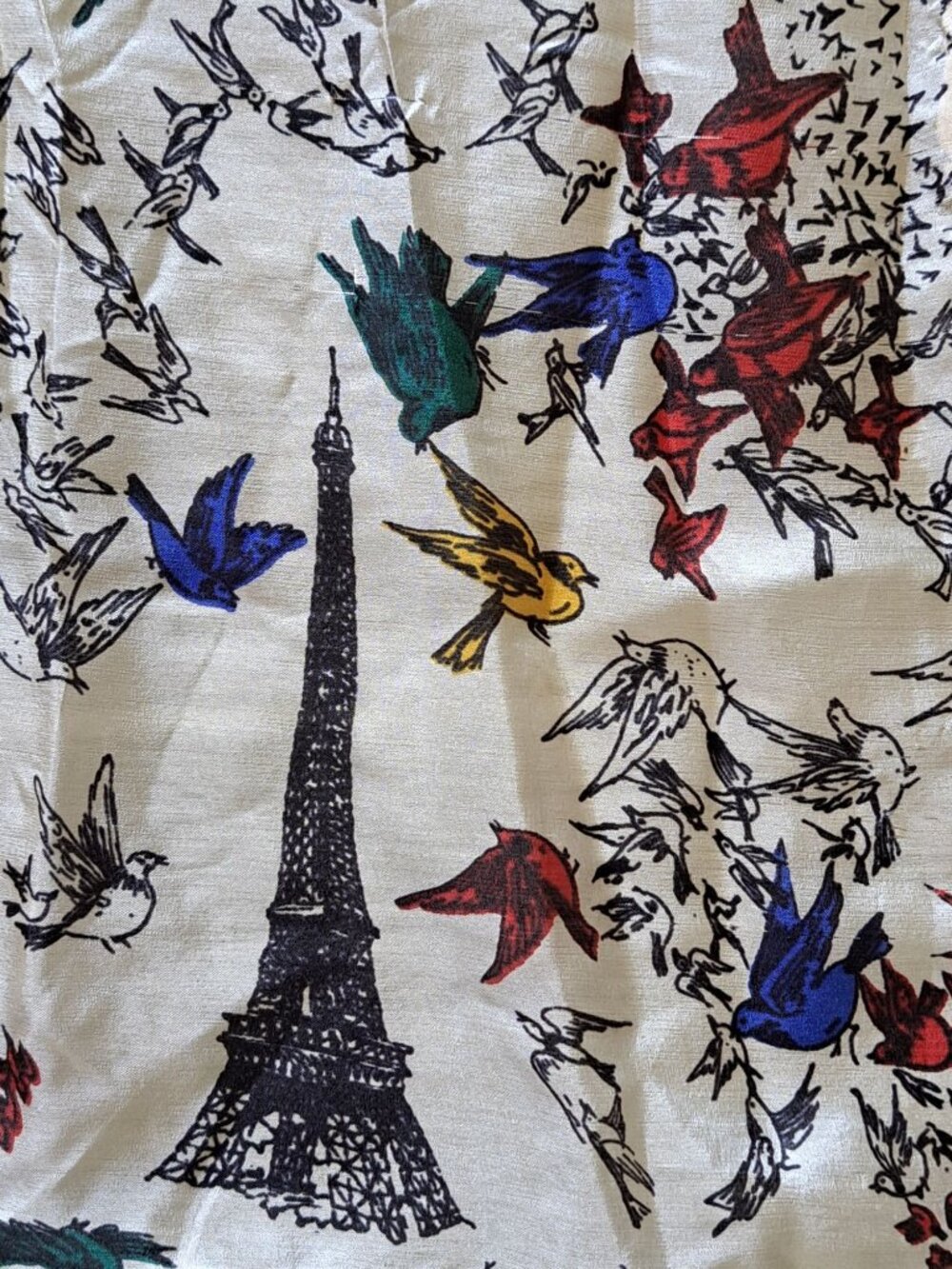 Silk Eiffel Tower Scarf Birds Parisian AngedOr Design Lightweight Paris Luxury - Picture 2 of 12